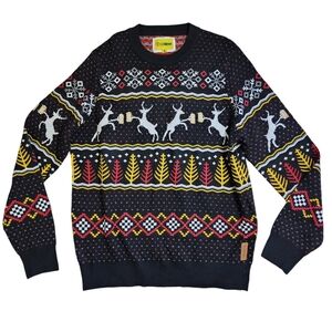 Caribrew Ugly Christmas Sweater Size XL Tipsy elves Black Multi Color